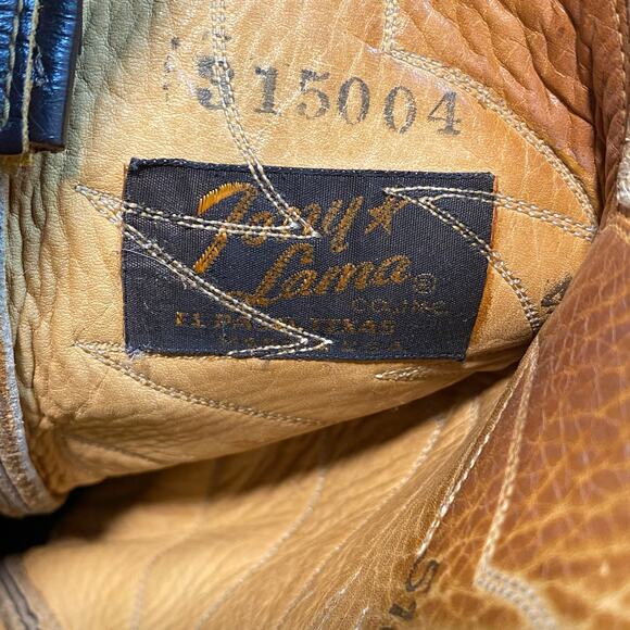 Vintage Tony Lama Men 10 Cowboy Boot Two Tone Brown Cream Leather Western Stitch main image 7